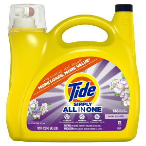 �^�C�h �V���v���[ �I�[���C������ �t�̐����� �x���[�u���b�T���̍��� 5.38L 138�� Tide Simply All-in-One Liquid Laundry Detergent, Berry Blossom Scent, 182 fl oz, 138 Loads �y�����񂹏��i�z�y���킹�Ĕ���