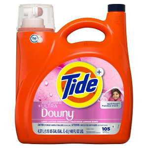 �^�C�h �v���X �E���g���_�E�j�[ �t�̐����� �G�C�v�����t���b�V���̍��� 4.37L 105�� Tide Plus a Boost of Ultra Downy Liquid Laundry Detergent, April Fresh Scent, 105 Loads �y�����񂹏��i�z�y���킹�Ĕ���