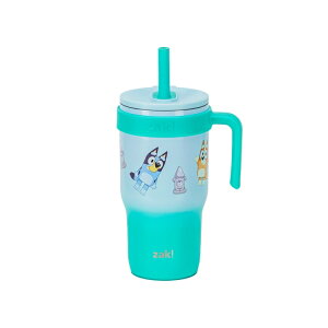 �U�b�N�f�U�C���Y �u���[�C�[ �L�b�Y �f�M�^���u���[ �X�g���[�t�� ��532mL �X�e�����X�X�`�[�� �R��h�~�J�b�v ������t�� Zak Designs Bluey Kids Tumbler with Straw, 18oz Stainless Steel Leak-Proof Cup with Handl