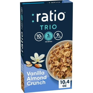 ���V�I �g���I �o�j���A�[�����h�N�����` �V���A�� 295g Ratio Trio Vanilla Almond Crunch Cereal, 10g Protein, Keto Friendly, 10.4 oz �y�����񂹏��i�z