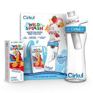 �T�[�N�� 473ml �v���X�`�b�N���E�H�[�^�[�{�g�� �X�^�[�^�[�L�b�g �u���[ �t���[�o�[�J�[�g���b�W1�t Cirkul 16oz Plastic Water Bottle Starter Kit with Blue Lid, 1 Flavor Cartridge �y�����񂹏��i�z