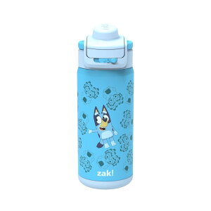 �U�b�N�f�U�C���Y �u���[�C�[ �L�b�Y �X�g���[�E�H�[�^�[�{�g�� ��414mL �X�e�����X�X�`�[�� �^��f�M �����J�[���{�g�� ������t�� Zak Designs 14oz Bluey Kids Straw Water Bottle, Stainless Steel Vacuum Insula