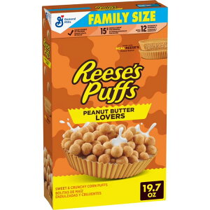 ���[�V�[�Y �p�t �s�[�i�b�c�o�^�[���o�[�Y �V���A�� �t�@�~���[�T�C�Y 558g REESE'S PUFFS Peanut Butter Lovers Breakfast Cereal, Family Size, 19.7 oz �y�����񂹏��i�z