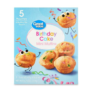 �y�E�H���}�[�g�u�����h�z�O���[�g�o�����[ �o�[�X�f�[�P�[�L �~�j�}�t�B�� 5���� Great Value Birthday Cake Mini Muffins, 1.65 oz, 5 Count �y�����񂹏��i�z