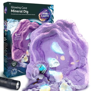 BBC�A�[�X �~���P�[�u �~�l�������@�L�b�g 6�Έȏ���� BBC Earth Glowing Cave Mineral Dig Kit, Kids STEM Geology Excavation Set, Ages 6+ �y�����񂹏��i�z