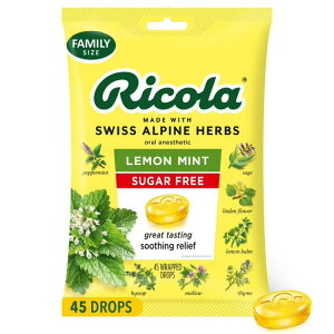 ���R�� �V���K�[�t���[ �������~���g �̂ǈ� 45���� Ricola Sugar Free Lemon Mint Throat Drops 45 Ct �y�����񂹏��i�z