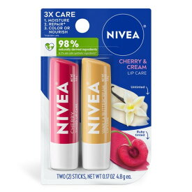 ニベア チェリー＆クリーム リップケア フレーバーリップバーム 4.8g×2本 NIVEA Cherry and Cream Lip Care, Flavored Lip Balm Set, 0.17 oz Stick, Variety Pack of 2 【お取り寄せ商品】
