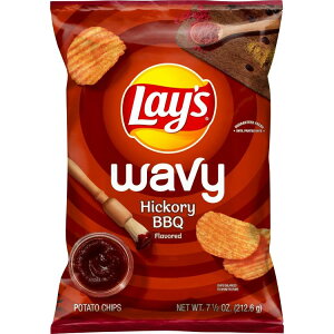 ���C�Y �E�F�C�r�[ �q�b�R���[BBQ �|�e�g�`�b�v�X 212.6g Lay's Wavy Hickory BBQ Flavored Potato Chips, 7.5 oz Bag Lays �y�����񂹏��i�z