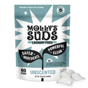 �����[�Y�T�b�Y �����܃|�b�h �q�����p �Z�k�^�C�v ����΍� ������ 60�� Molly's Suds Laundry Detergent Pods, Gentle for Sensitive Skin, 60 Ct (Unscented) �y�����񂹏��i�z