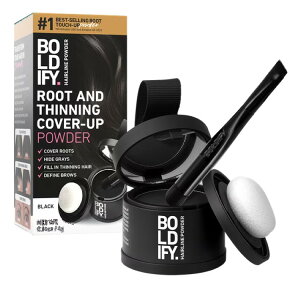 �{���f�B�t�@�C ���[�g�^�b�`�A�b�v�p�E�_�[ �u���V�t�� �u���b�N 4g BOLDIFY Root Touch Up Powder with Brush, Water-Resistant, Black, 4g �y�����񂹏��i�z