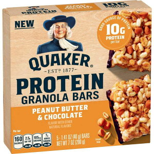 �N�G�[�J�[ �s�[�i�b�c�o�^�[���`���R���[�g �v���e�C�� �O���m�[���o�[ 5�{���� Quaker Peanut Butter & Chocolate Protein Granola Bars, 5 Count �y�����񂹏��i�z