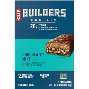 �N���t�r���_�[�Y �v���e�C���o�[ �`���R���[�g�~���g���� �A�����v���e�C�� 12�{�� CLIF BUILDERS Protein Bars Chocolate Mint Flavor, Plant Protein, Gluten Free Bars, 12ct �y�����񂹏��i�z
