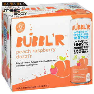 �o�u���[ �X�p�[�N�����O�E�H�[�^�[ �s�[�`���Y�x���[ �_�Y���[ 355ml 6�ʃp�b�N BUBBL'R Sparkling Water Peach Raspberry Dazzl'r 12 fl oz, 6 Pack Cans �y�����񂹏��i�z