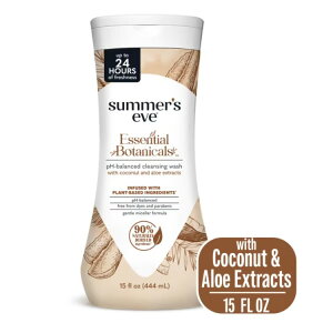 �T�}�[�Y�C�u �G�b�Z���V�����{�^�j�J���Y �R�R�i�b�c�A���G �E�H�b�V�� ��444mL Summer's Eve Essential Botanicals Coconut Aloe Wash, 15 oz �y�����񂹏��i�z