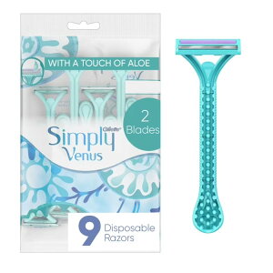 �W���b�g �V���v�� ���B�[�i�X2 �����p�g���̂ăJ�~�\�� 2���n �u���[ 9�{���� Gillette Simply Venus 2 Disposable Razors for Women, 9 Count, Blue �y�����񂹏��i�z