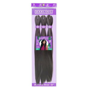 �_�[���� �v���X�g���b�` �X���C�u�u���C�h �҂ݍ��ݗp�w�A 3�p�b�N ��132cm #1B Darling Pre-Stretched Thrive Braid Hair 3X Pack, 52 inch, #1B, Adult, Women �y�����񂹏��i�z