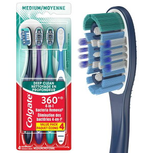 �R���Q�[�g 360 �z�[���}�E�X�N���[�� �~�f�B�A�� ���u���V ��l�p 4�{�p�b�N Colgate 360 Whole Mouth Clean Medium Toothbrush, Adult Toothbrush, 4 Pack �y�����񂹏��i�z�y���킹�Ĕ��������z