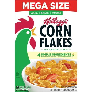 �P���b�O �R�[���t���[�N ���H�V���A�� 8��̃r�^�~�����~�l���� ���K�T�C�Y 714g Kellogg�fs Corn Flakes Breakfast Cereal, 8 Vitamins & Minerals, Mega Size, 25.2 oz �y�����񂹏��i�z