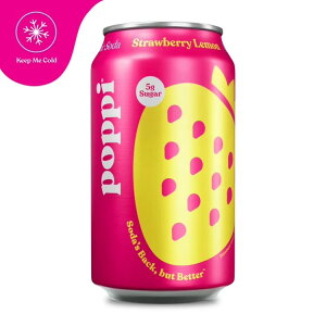 �|�b�s�[ �X�g���x���[������ �v���o�C�I�e�B�N�X�\�[�_ �R�[���h 355ml 1�{ poppi Strawberry Lemon Prebiotic Soda Cold, 12 fl oz Can �y�����񂹏��i�z