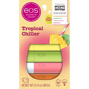 �C�I�X �g���s�J���`���[ �t���[�o�[���b�v�o�[�� 4�{�Z�b�g 15.9g eos Tropical Chiller Lip Balm 4-Pack, Hydrating Flavored Lip Balm Sticks, 0.56 oz �y�����񂹏��i�z