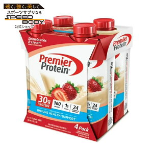�v���~�A�v���e�C�� �V�F�C�N �X�g���x���[���N���[�� ����ς���30g 325mL 4�{ Premier Protein Shake, Strawberries & Cream, 30g Protein, 11 fl oz, 4 Ct �y�����񂹏��i�z