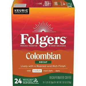 �t�H���W���[�Y �R�����r�A�� �f�J�t�F �~�f�B�A�����[�X�g �L���[���OK�J�b�v 24�� Folgers Colombian Decaffeinated Coffee, Medium Roast, Keurig K Cup Brewers, 24 Count Box �y�����񂹏��i�z
