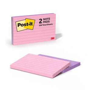 �|�X�g�E�C�b�g ���r�m�[�g ��7.6cm × 12.7cm �s���N�����C���b�N 2���Z�b�g Post-it Notes, Lined, 3 in x 5 in, Pink and Lilac, 2 Pads �y�����񂹏��i�z