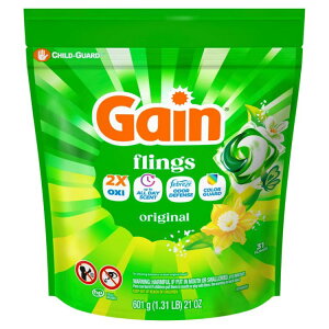 �Q�C�� �t�����O�X �����܃p�b�N 4in1 �I�L�V�u�[�X�g���t�@�u���[�Y �I���W�i���̍��� 31�� Gain Flings Laundry Detergent Pacs, 4-in-1 Oxi Boost and Febreze, Original, 31 Ct �y�����񂹏��i�z