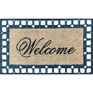 �y�|�C���gUP��1��-11��2���z�y�E�H���}�[�gPB�z���C���X�e�C�Y �E�F���J�� ���o�[�t���[�����փ}�b�g Mainstays Welcome Rubber Frame Doormat �y�����񂹏��i�z