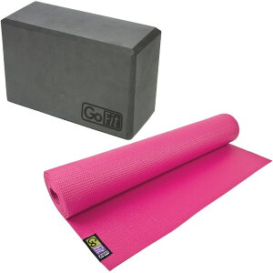 �S�[�t�B�b�g ���K�}�b�g �s���N�E���K�u���b�N�Z�b�g GoFit GF-YOGA-PK Yoga Mat (Pink) & GF-YB-GY Yoga Block �y�����񂹏��i�z