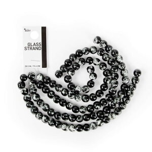 �J�Y��DIY �X�v���b�^�[�K���X�r�[�Y�X�g�����h �u���b�N/�z���C�g 100���� ��72.4cm Cousin DIY Splatter Glass Bead Strand, Black/White, Unisex, 100 Pieces - 28.5in �y�����񂹏��i�z