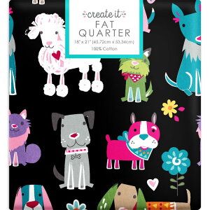 �N���G�C�g�C�b�g 100%�R�b�g�� �p�s�[���n �u���b�N ��45.7×53.3cm Create It 18inchx21inch 100% Cotton Puppy Precut Sewing & Craft Fabric, Black 1 Piece �y�����񂹏��i�z