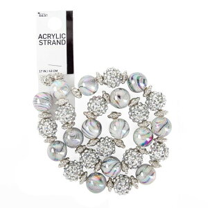�J�Y��DIY �A�N�����V�����o�����[�X�r�[�Y�X�g�����h �V���o�[���z���C�g 62�� Cousin DIY 17-Inch Acrylic Shamballa Loose Bead Strand - 62 Silver and White Bea �y�����񂹏��i�z