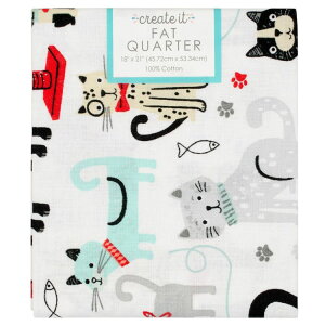 �N���G�C�g�C�b�g 100%�R�b�g�� �v���C�t���L���b�c���n �z���C�g ��45.7×53.3cm Create It 18inchx21inch 100% Cotton Playful Cats Precut Sewing & Craft Fabric, White 1 Piece �y�����񂹏��i�z