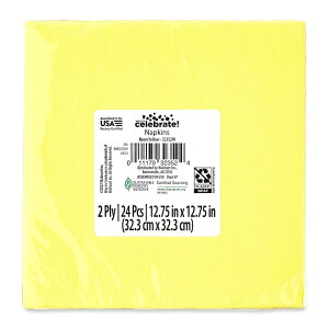 �y�E�H���}�[�gPB�z�E�F�C�g�D�Z���u���[�g �y�[�p�[�i�v�L�� ��16.5cm �l�I���C�G���[ 24�� 6.5inch x 6.5inch Disposable Neon Yellow Paper Lunch Napkins, 24 Count, by Way To Celebrate �y�����񂹏��i�z