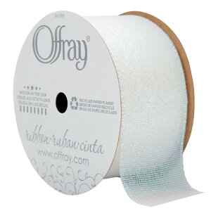 �I�t���C �z���C�g�I�p�[�� �K���i ���^���b�N���{�� ��3.8cm��×��2.7m 1�� Offray Ribbon, White Opal 1 1/2 inch Galena Metallic Ribbon for Wedding, Crafts, �y�����񂹏��i�z