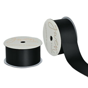 �O�E�F���X�^�W�I �u���b�N �T�e�����{�� ��3.8cm��×��6.4m Gwen Studios 1.5inch Black Satin Ribbon, 7 Yards �y�����񂹏��i�z