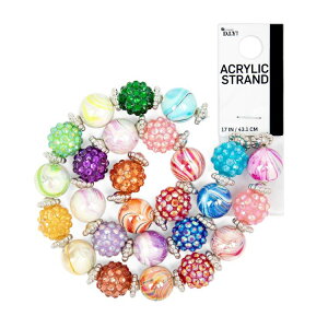 �J�Y��DIY �}���`�J���[ �A�N�����V�����o���r�[�Y�X�g�����h 17�C���` 62�� Cousin DIY Multicolor Acrylic Shambala Bead Strand, 17 in, 62 Piece, Jewelry Making, Adult �y�����񂹏��i�z