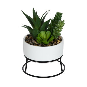 �y�E�H���}�[�gPB�z���C���X�e�C�Y �l�H�A�K�x�����A�� �Z���~�b�N�v�����^�[ ��17cm Mainstays 6.5inch Artificial Agave and Sedum Succulents in Ceramic Planter, Multicolor �y�����񂹏��i�z
