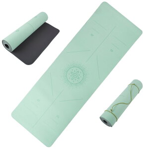 �A���C�����g�}�[�N�t������~�߃��K�}�b�g �y�ʁE�L�����[�X�g���b�v�t�� Non-Slip Yoga Mat with Alignment Marks '? Lightweight Exercise Mat with Carry Strap for Ho �y�����񂹏��i�z
