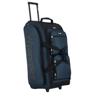 �����O���[ ��^�����ו��p �}���`�|�P�b�g�c�^���[�����O�_�b�t���o�b�O ��76.2cm �u���[�|���h Wrangler 30-inch Large Checked Multi-Pocket Upright Rolling Duffel Bag for Travel, Blue Pond �y�����񂹏��i�z