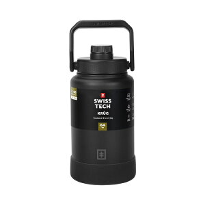 �X�C�X�e�b�N �N���[�N ��1.89L �X�e�����X���W���O �����݃L���b�v�E�V���R���u�[�c�t�� �u���b�N Swiss Tech 64oz Krug Stainless Steel Water Bottle Jug with Chug Cap and Silicone Boot, Black �y�����񂹏��i�z