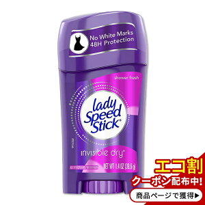 Lady Speed Stick �f�I�h�����g�X�v���[ �C���r�W�u���h���C �V�����[�t���b�V���̍��� 39.6g�i1.4oz�j ���f�B�X�s�[�h�X�e�B�b�NLady Speed Stick Anti-Perspirant Deodorant, Invisible Dry,Shower Fresh, 1.4 oz�i39.6 g�j