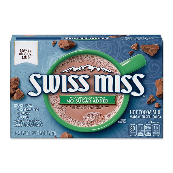 スイスミス ホットココアミックス ミルクチョコレートフレーバー 砂糖不使用 8袋入り 各0.73oz (約21g) Swiss Miss Milk Chocolate Flavor No Sugar Added Hot Cocoa Mix