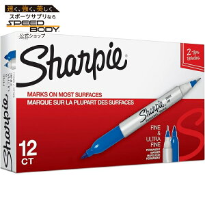�V���[�s�[ �c�C���`�b�v�����}�[�J�[ �׎��Ƌɍ׎� �� 12 �{ SHARPIE Twin Tip Permanent Markers Fine and Ultra Fine Blue 12 Count �y�����񂹏��i�z�y���킹�Ĕ��������z