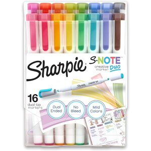 �V���[�s�[ S�m�[�g �f���I�f���A���}�[�J�[ SHARPIE S-Note Duo Dual-Ended Creative Marker Set, 16 Count�y�����񂹏��i�z�y���킹�Ĕ��������z