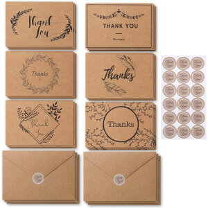 Mr.�y�� �����t���T���L���[�J�[�h �u���E���N���t�g�� 18�� Mr. Pen- Thank You Cards with Envelopes, Brown Kraft Paper, 18 Pack, 4 x 6�y�����񂹏��i�z�y���킹�Ĕ��������z