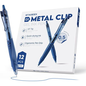 �X�e�[�W�[�N G1 ���^���N���b�v �Q���C���N�y�� 0.5 12�{ �u���[ �� STAGEEK G1 METAL CLIP GEL INK PEN 0.5 12pcs Blue �y�����񂹏��i�z