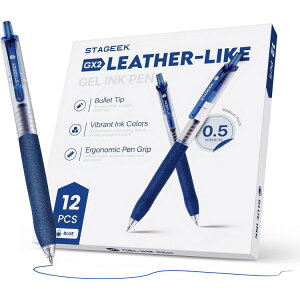�X�e�[�W�[�N GX2 ���U�[���C�� �Q���C���N�y�� 0.5 12�{ �u���[ �� STAGEEK GX2 LEATHER-LILE GEL INK PEN 0.5 12pcs Blue �y�����񂹏��i�z