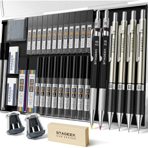 �X�e�[�W�[�N �V���[�v�y���V���Z�b�g �P�[�X�t�� 37�{���� STAGEEK Mechanical Pencil Set with Case 37 Count �y�����񂹏��i�z